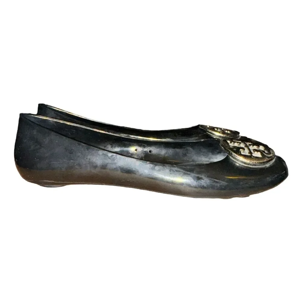 Tory Burch Reva Travel Ballet Flats Women's Size 7 Navy Blue Jelly Slip On Shoes